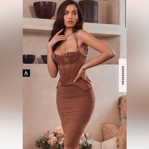 TOFFEE CORSET MIDI DRESS